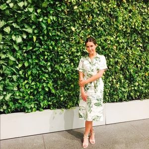 Palm tree print shirt dress